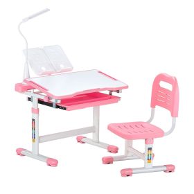 VEVOR Study Chair Set, Children Study Chair with Adjustable Height & 0-40Â° Tilted Desktop, Children Study Chair Set for Classroom & Study Room, Pink