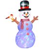Outsunny 8' Inflatable Snowman, Christmas Blow up Snowman w/ Rotating Colorful LED Light, Outdoor Yard Decor for Holiday