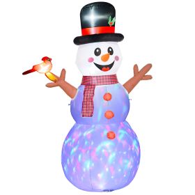 Outsunny 8' Inflatable Snowman, Christmas Blow up Snowman w/ Rotating Colorful LED Light, Outdoor Yard Decor for Holiday