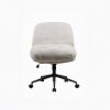 Cross Legged Office Chair on Wheels Adjustable Swivel Wider & Thickened, Ergonomic Desk Chair for Home Office, Vanity,White