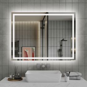 48"*36"LED Bathroom Mirror,Front-Lit and Back-Lit, Stepless Dimmable, 3 Colors CRI90+, Brightness Memory, Shatter-Proof,Anti-fog LED Vanity Mirror