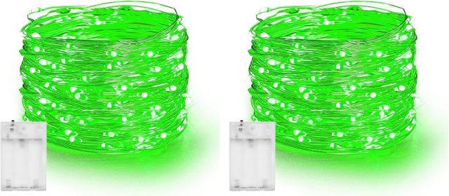 Dazzle Bright Fairy Lights Battery Operated, 2 Pack Total 40FT 120LED Silver Wire Waterproof String Lights