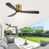 52 Inch Low Profile Ceiling Fan with Remote Control 3 Solid Wood Blades,52 Inches Suitable for Indoor and Outdoor