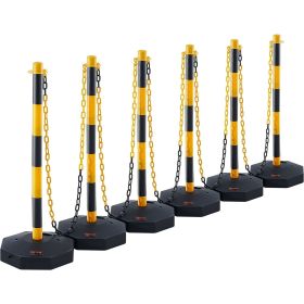 VEVOR Adjustable Traffic Delineator Post Cones, 6 Pack, Traffic Safety Delineator Barrier with Fillable Base 8FT Chain