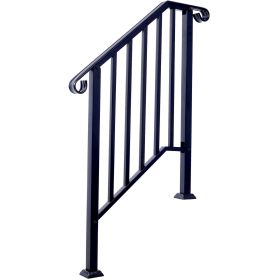 Handrails for Outdoor Steps, Fit 2 or 3 Steps Outdoor Stair Railing, Picket#2 Wrought Iron Handrail, Flexible Porch Railing