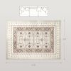 HOMCOM Machine Washable Area Rug 8x10, Non-Slip Boho Flannel Print Floor Carpet for Living Room, Bedroom, Dining Room, Brown