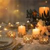 2 Pcs Crystal Candleware Gold Ornament Round Candle Holder Living Room Table