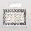 HOMCOM Machine Washable Area Rug 8x10, Non-Slip Boho Floral Print Floor Carpet for Living Room, Bedroom, Dining Room, Blue