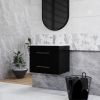 24-Inch Wall-Mounted Bathroom Vanity with Sink Combo,Double Drawers, Ceramic Basin, Easy Assemble,Long Handle In Gold Metal,2 Storage Drawers