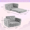 Glow-in-the-Dark Kids Foldable Sofa Bed All-Sponge Single Chaise Lounge Light Grey Star & Moon Flannel
