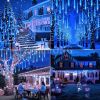 Meteor Shower Lights Outdoor Christmas Lights UL Certified Falling Rain Drop Snowfall Icicle Cascading String Light for Xmas Holiday Tree Wedding Part