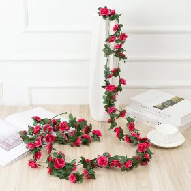 1pc 98.43inch/8.2ft Rose Artificial Flowers; Artificial Flower Christmas Garland; Fake Rose Vine For Wedding Home Room Decoration Spring Autumn G (Color: Rose Red, Quantity: 1pc)