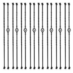 10 Pack Iron Balusters for Staircase Stair Spindles Hollow Single Basket with Double Twist 1/2" Square Metal Stair Balusters with 20 Baluster Swivel S (size: 16 pack)
