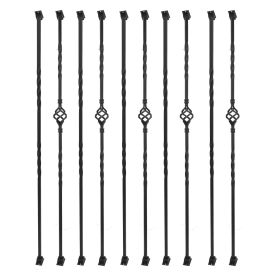 10 Pack Iron Balusters for Staircase Stair Spindles Hollow Single Basket with Double Twist 1/2" Square Metal Stair Balusters with 20 Baluster Swivel S (size: 10 pack)