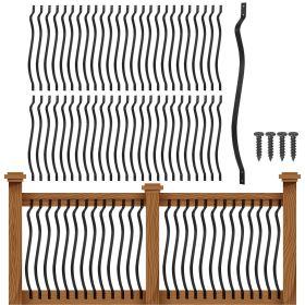 25-Pack 32.25 Inch Metal Deck Spindles, Staircase Balusters with Screws, Wavy Iron Railing for Outdoor Stair Porch (Number of Items: )