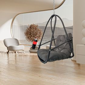 Swing Egg Chair with Stand Indoor Outdoor Wicker Rattan Patio Basket Hanging Chair with C Type bracket , with cushion and pillow (Color: as Pic)