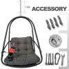 Swing Egg Chair with Stand Indoor Outdoor Wicker Rattan Patio Basket Hanging Chair with C Type bracket , with cushion and pillow