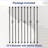 10 Pack Iron Balusters for Staircase Stair Spindles Hollow Single Basket with Double Twist 1/2" Square Metal Stair Balusters with 20 Baluster Swivel S